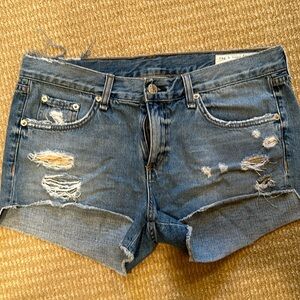 Tag and bone denim shorts with rips
